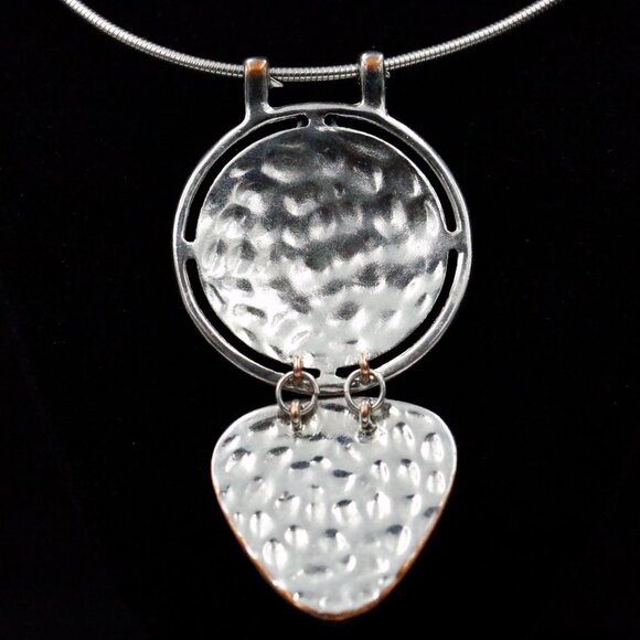 ROUND & TRIANGULAR DOUBLE DROP NECKLACE - JNTBS2 - Picture 4 of 5